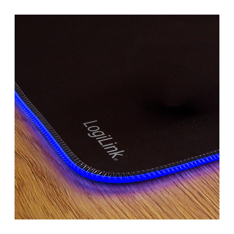 LOGILINK ID0183 Alfombrilla de ratón gaming con LED RGB, 350x260mm, 3mm suave, negra