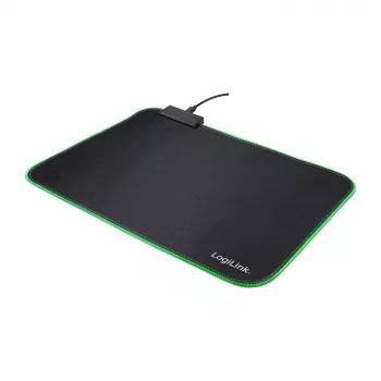 LOGILINK ID0183 Alfombrilla de ratón gaming con LED RGB, 350x260mm, 3mm suave, negra
