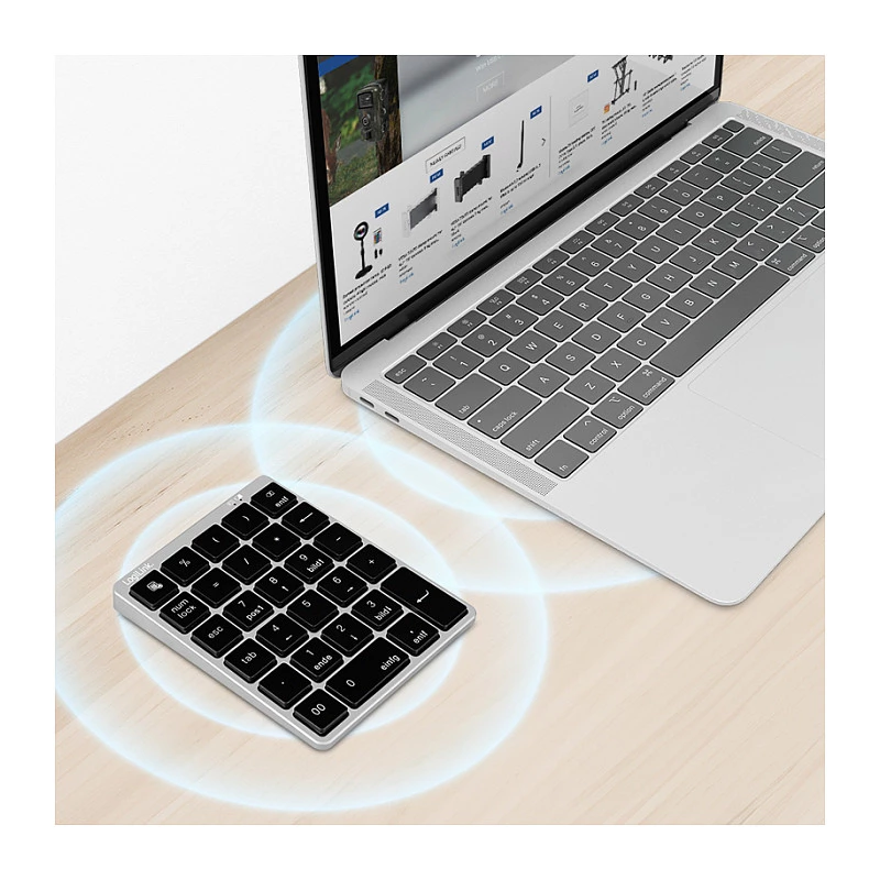 LogiLink ID0212 Teclado numérico inalámbrico, 28 teclas, Bluetooth 5.0, gris espacial
