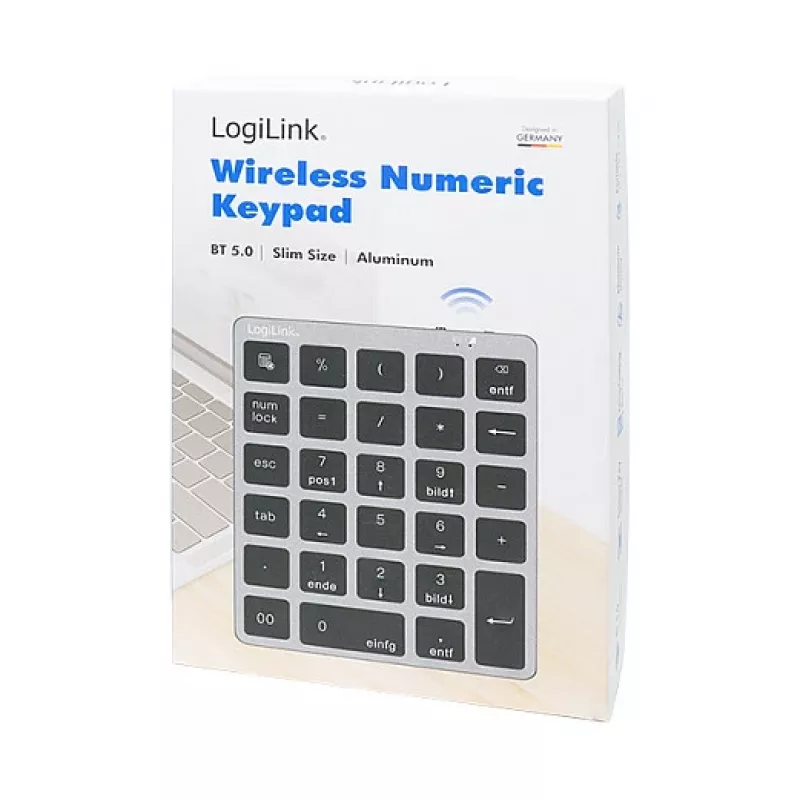 LogiLink ID0212 Teclado numérico inalámbrico, 28 teclas, Bluetooth 5.0, gris espacial