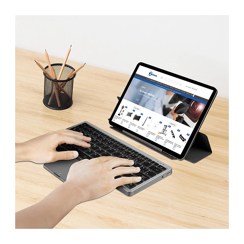 LOGILINK ID0214 Teclado inalámbrico con touchpad, Bluetooth 5.1, 3 canales, Gris