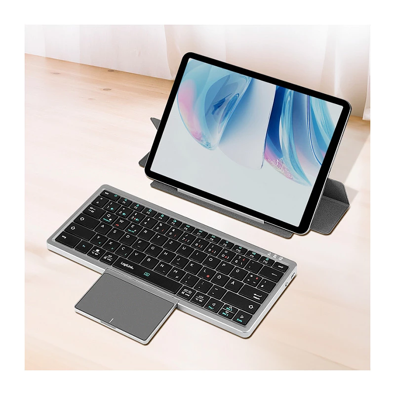 LOGILINK ID0214 Teclado inalámbrico con touchpad, Bluetooth 5.1, 3 canales, Gris
