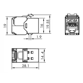 Conector Keystone LogiLink Cat.6A STP con tapa antipolvo, 14,4mm, 22-26 AWG, 24 unidades