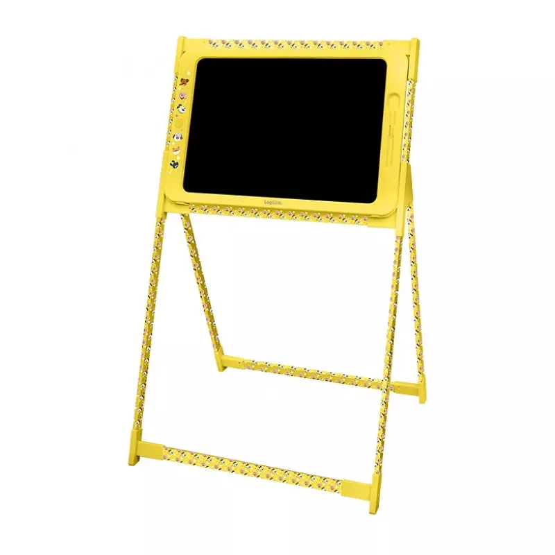 Tableta de escritura LCD LogiLink 19 cm, amarillo – pizarra de dibujo multicolor reutilizable con función de borrado y bloqueo