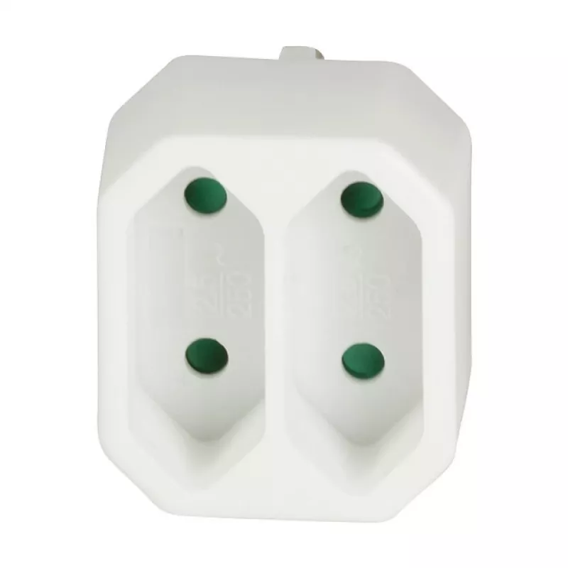 LogiLink LPS218 Adaptador de enchufe europeo con 2 tomas, blanco