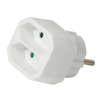 LogiLink LPS218 Adaptador de enchufe europeo con 2 tomas, blanco