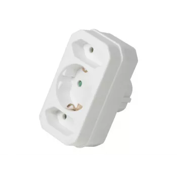 LogiLink LPS221 Adaptador de enchufe Schuko a 2x Euro + 1x Schuko, blanco, 16 A, 250 V, 3680 W, protección infantil