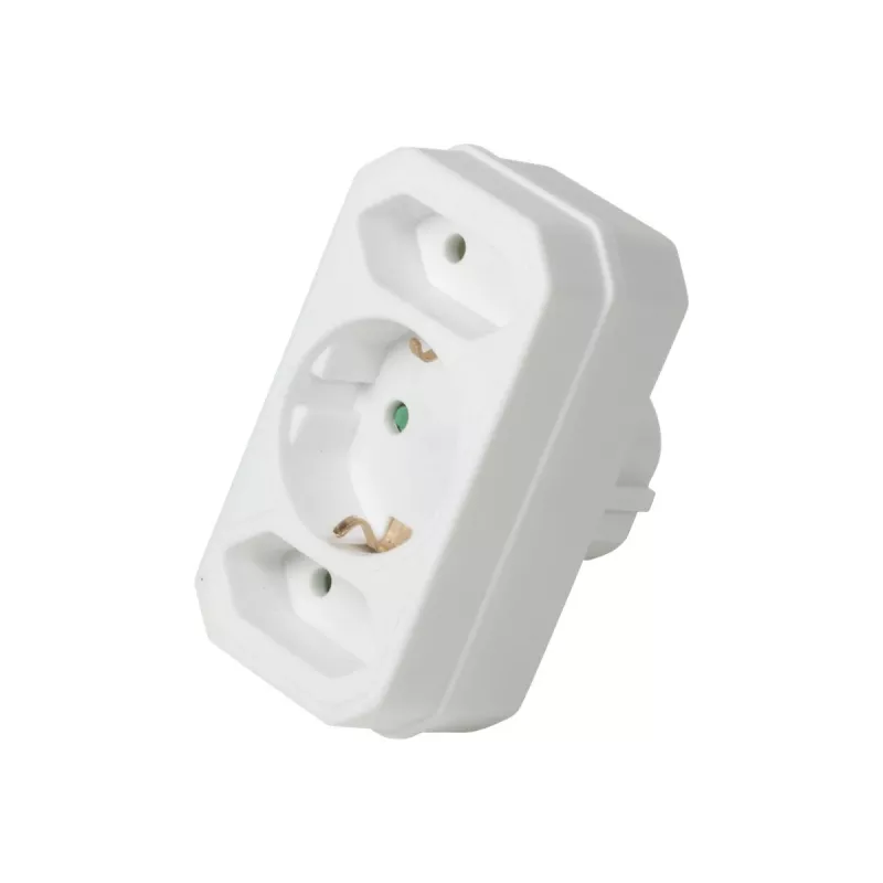 LogiLink LPS221 Adaptador de enchufe Schuko a 2x Euro + 1x Schuko, blanco, 16 A, 250 V, 3680 W, protección infantil