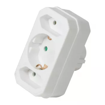 LogiLink LPS221 Adaptador de enchufe Schuko a 2x Euro + 1x Schuko, blanco, 16 A, 250 V, 3680 W, protección infantil