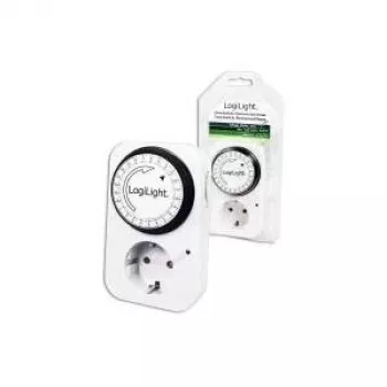 LogiLink Temporizador mecánico ET0001, programable diariamente, 16 A, 3680 W, seguridad infantil, blanco