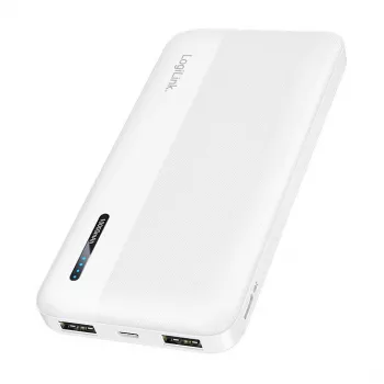 Batería externa móvil Logilink, LiPo, 10000 mAh, USB-C entrada/salida, blanco