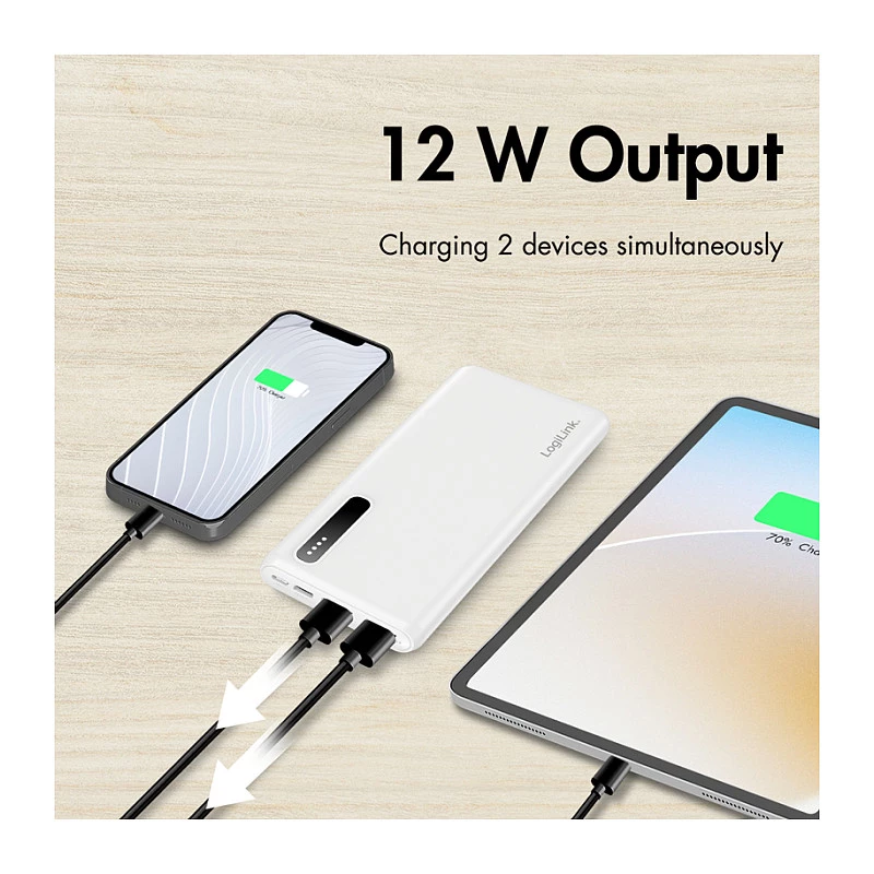 Logilink Batería externa móvil, LiPo, 8000 mAh, Blanco