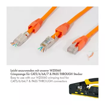 LogiLink conector modular RJ45 Cat.6A STP pass through, pack de 10