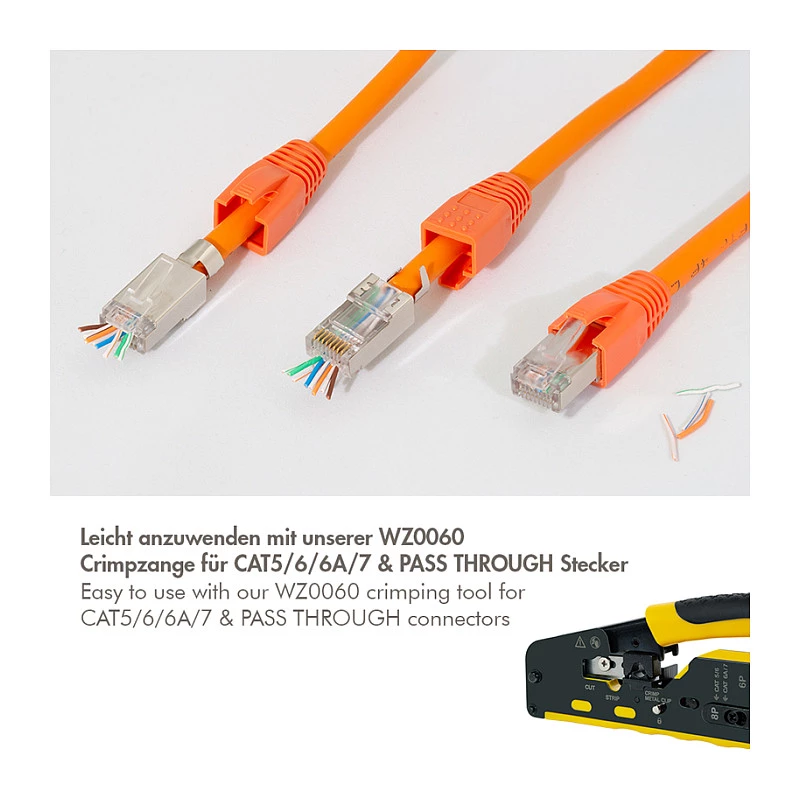 LogiLink conector modular RJ45 Cat.6A STP pass through, pack de 10