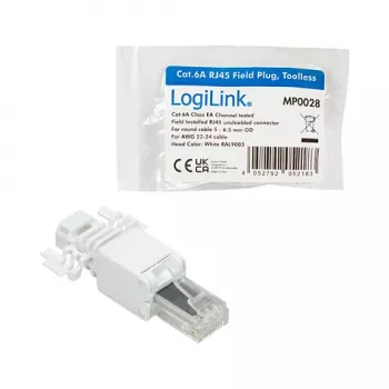 LogiLink conector macho modular RJ45 Cat.6A, UTP, sin herramientas, blanco