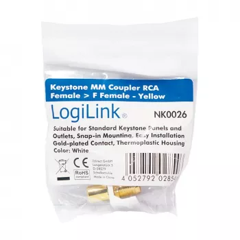 Módulo de acoplamiento LogiLink NK0026 Keystone RCA hembra a F hembra, amarillo