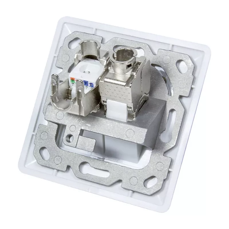 LogiLink NK4020 toma de pared keystone, empotrable, 2 módulos, blanco señal