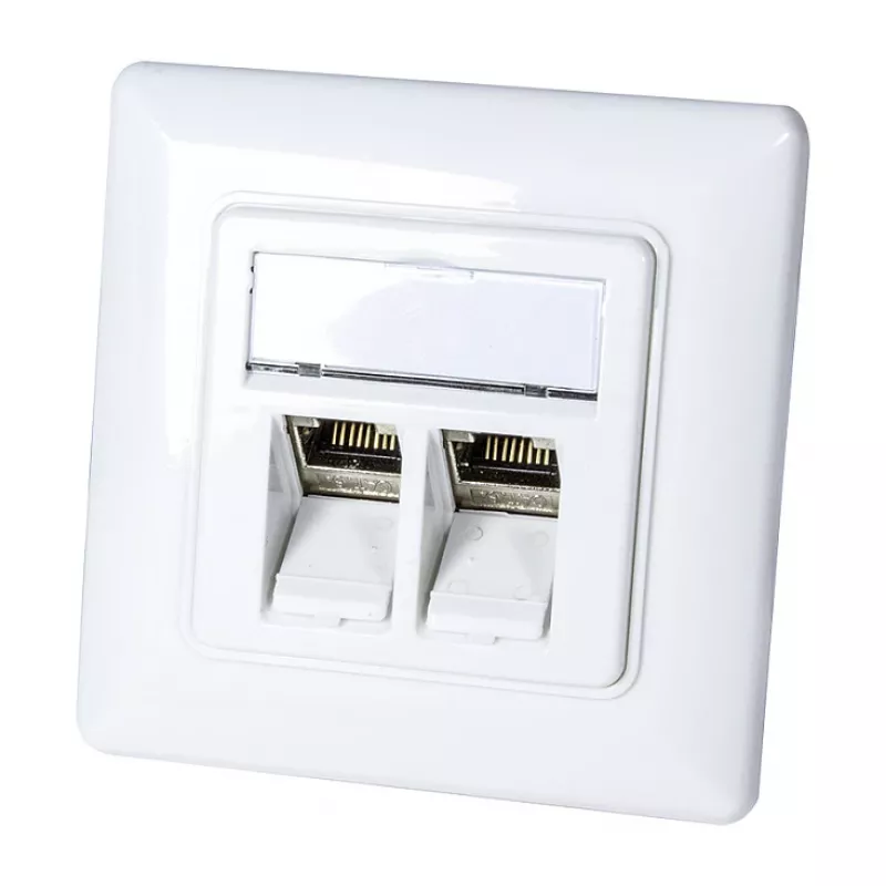 LogiLink NK4020 toma de pared keystone, empotrable, 2 módulos, blanco señal