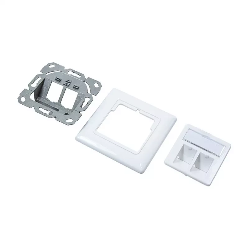 LogiLink NK4020 toma de pared keystone, empotrable, 2 módulos, blanco señal
