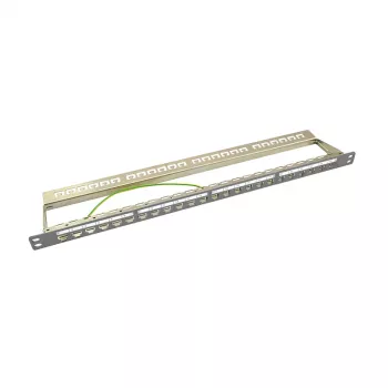 LogiLink NK4039 patch panel Keystone, 24 puertos, 0,5HE, apantallado, gris - montaje en rack de 19
