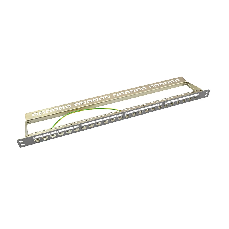 LogiLink NK4039 patch panel Keystone, 24 puertos, 0,5HE, apantallado, gris - montaje en rack de 19