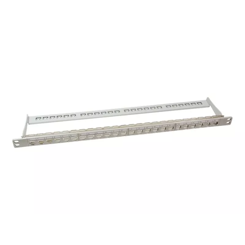 LogiLink NK4039 patch panel Keystone, 24 puertos, 0,5HE, apantallado, gris - montaje en rack de 19