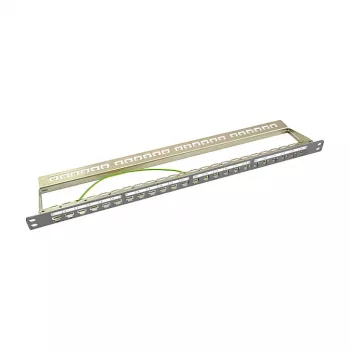 LogiLink NK4039 patch panel Keystone, 24 puertos, 0,5HE, apantallado, gris - montaje en rack de 19
