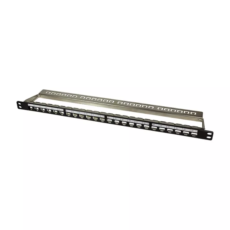 LogiLink NK4040 Panel de conexión Keystone blindado de 24 puertos, 0,5U, negro