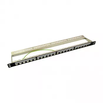 LogiLink NK4040 Panel de conexión Keystone blindado de 24 puertos, 0,5U, negro