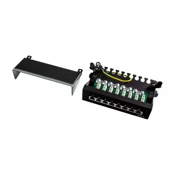 LogiLink NP0017B patch panel – 8 puertos Cat6 STP, montaje en pared/bajo mesa, negro
