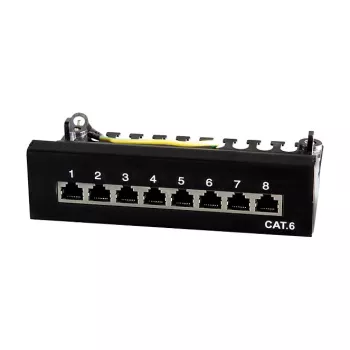 LogiLink NP0017B patch panel – 8 puertos Cat6 STP, montaje en pared/bajo mesa, negro
