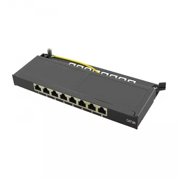 LogiLink NP0064B panel de parcheo de sobremesa, 8 puertos Cat6A STP, 0.5 U, negro