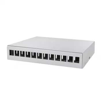 LOGILINK NP0094 caja de punto de consolidación 12 puertos, montaje en mesa/pared/carril DIN, gris claro