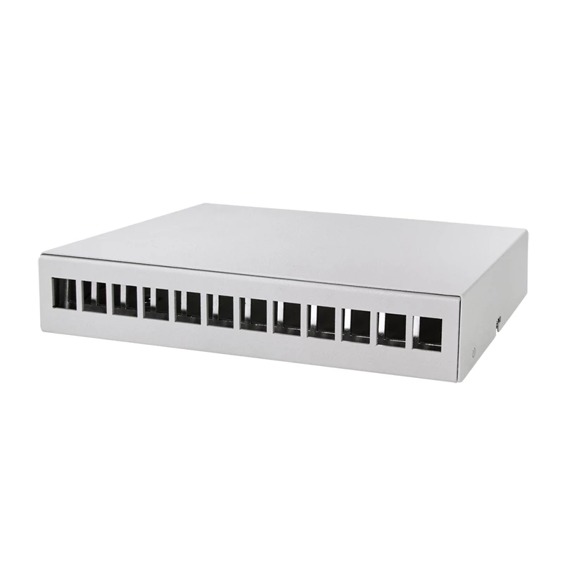 LOGILINK NP0094 caja de punto de consolidación 12 puertos, montaje en mesa/pared/carril DIN, gris claro