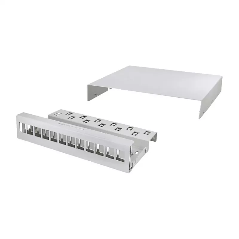 LOGILINK NP0094 caja de punto de consolidación 12 puertos, montaje en mesa/pared/carril DIN, gris claro
