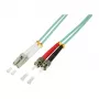 Cable de parcheo de fibra óptica multimodo OM3 LC a ST dúplex, 1 m, LSZH aqua LogiLink