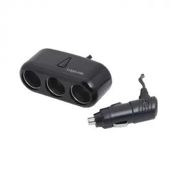 LogiLink PA0038 Divisor cargador de coche de 3 puertos con conexión USB – distribuidor de corriente 12V/5V para toma de mechero, negro