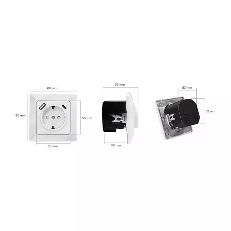 LOGILINK PA0253 Toma de pared con 1 toma Schuko, 1 puerto de carga USB-A y 1 USB-C, 3,1 A, blanco