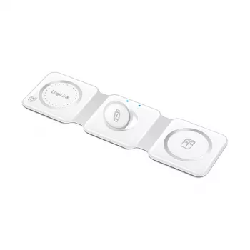 LOGILINK PA0344 cargador magnético 3 en 1 para dispositivos Apple, blanco, plegable, MagSafe, 15W