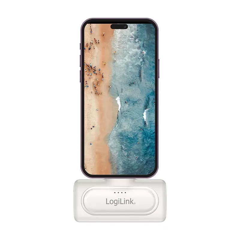 LogiLink PA0349W batería externa móvil, 5000 mAh, LiPo, conector USB-C plegable integrado y puerto USB-C, blanco