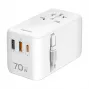 LOGILINK PA0357 Cargador de viaje USB-A/C, 70 W GaN, 4 puertos, 2x USB-A (QC), 2x USB-C (PD), slim, blanco