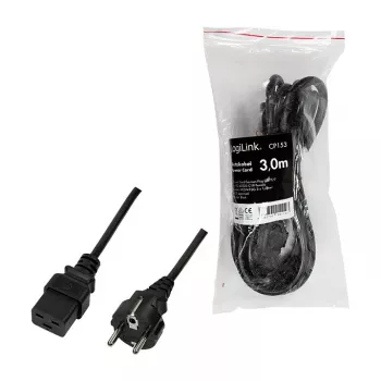 Cable de alimentación Logilink, CEE 7/7 a IEC C19, negro, 3 m