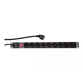LogiLink Unidad de distribución de corriente (montaje en rack) - AC 250 V - 3500 vatios - entrada: CEE 7/7 - salidas: 9 (corriente)