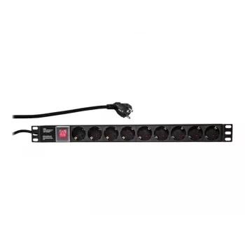LogiLink Unidad de distribución de corriente (montaje en rack) - AC 250 V - 3500 vatios - entrada: CEE 7/7 - salidas: 9 (corriente)