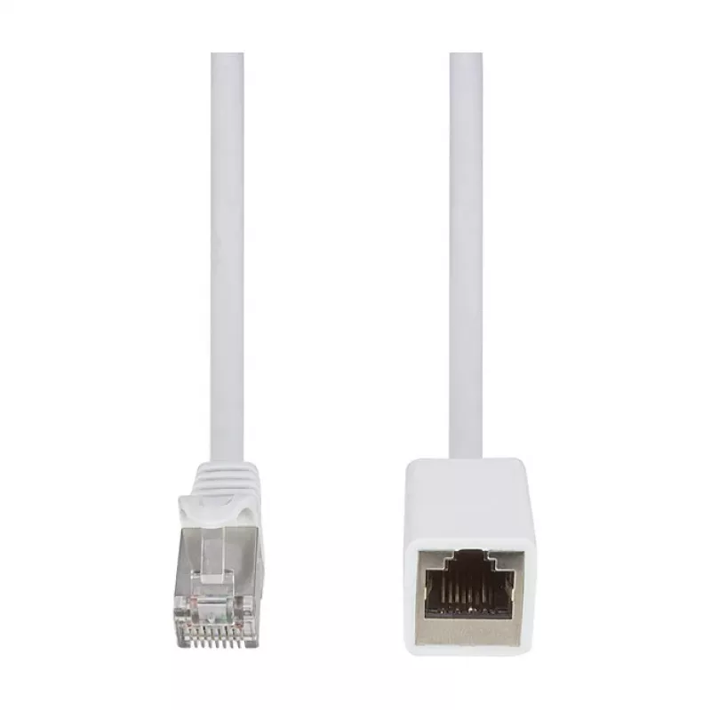 LogiLink Professional Cable de extensión de red Cat 6a S/FTP, conector RJ-45 macho a hembra, 1 m, blanco, LSZH, snagless