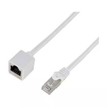 LogiLink Professional Cable de extensión de red Cat 6a S/FTP, conector RJ-45 macho a hembra, 1 m, blanco, LSZH, snagless