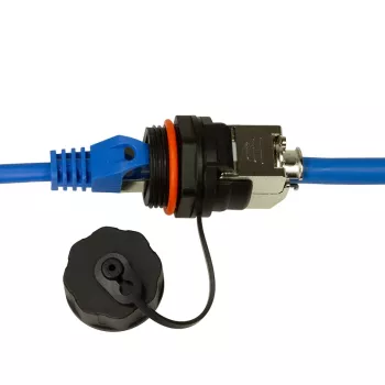 LogiLink Professional Cat.6A STP keystone jack RJ45, IP68 industrial para exteriores, sin herramientas, zamak, negro