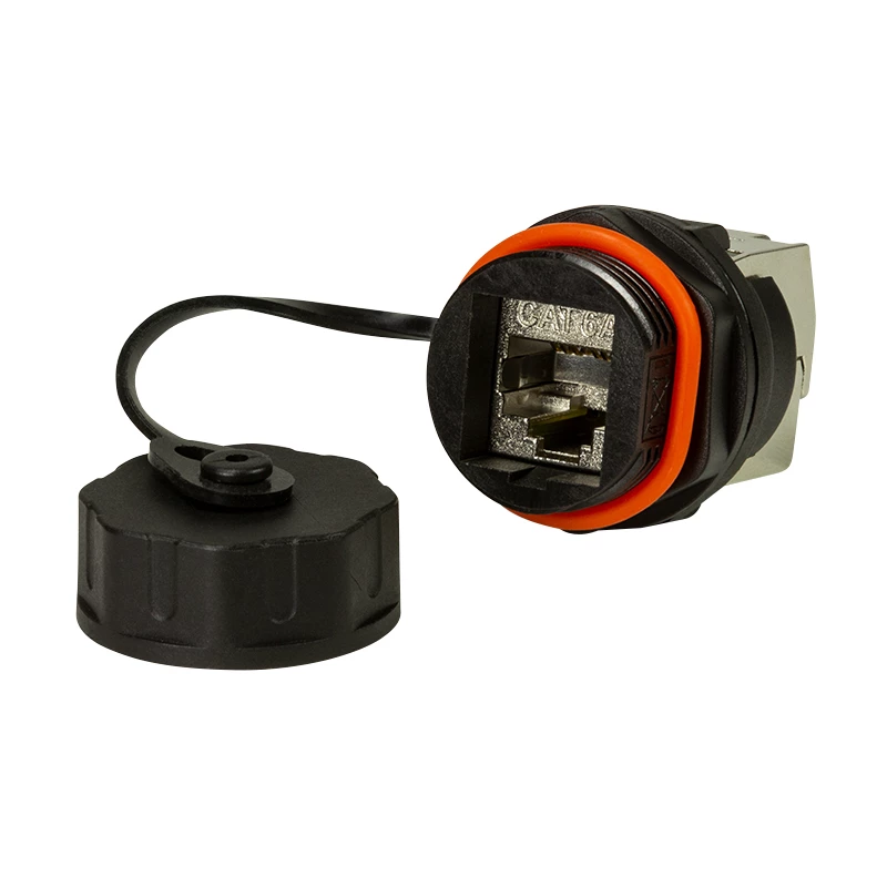 LogiLink Professional Cat.6A STP keystone jack RJ45, IP68 industrial para exteriores, sin herramientas, zamak, negro
