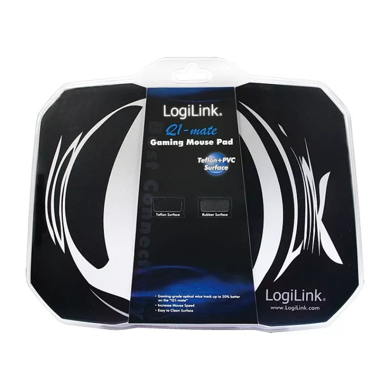 LogiLink Q1 Mate alfombrilla gaming XL – microtejido, base de goma antideslizante, bordes cosidos, tapete de escritorio negro