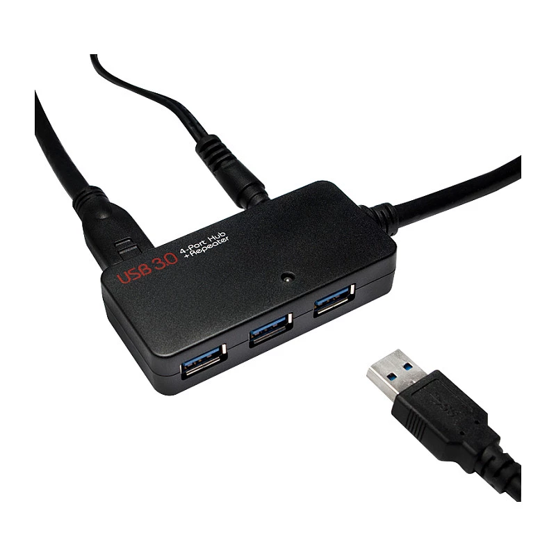 LOGILINK UA0262 cable de extensión activo USB 3.0, USB-A macho a 4x USB-A hembra, 10m, negro